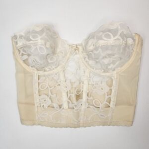 Vintage Victoria's Secret White Lace Bustier Corset Underwire Bra 34C Gold Label